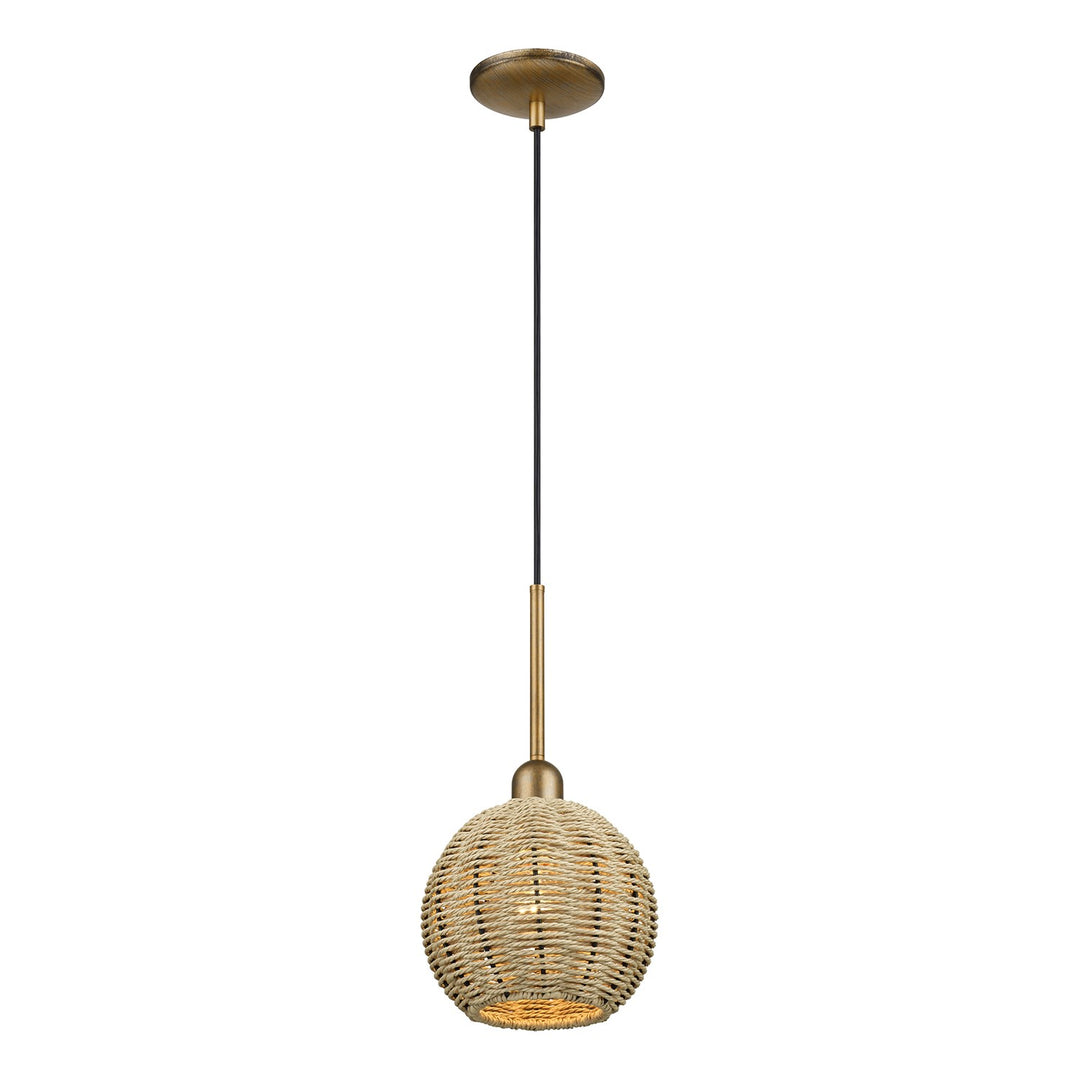 1 Light Antique Gold Leaf Mini Globe Pendant