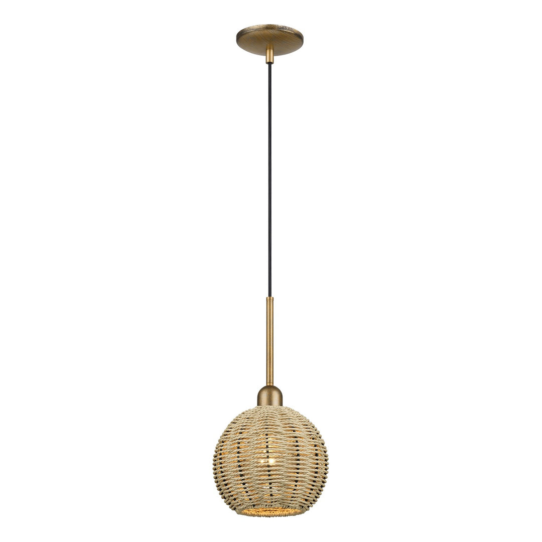 1 Light Antique Gold Leaf Mini Globe Pendant