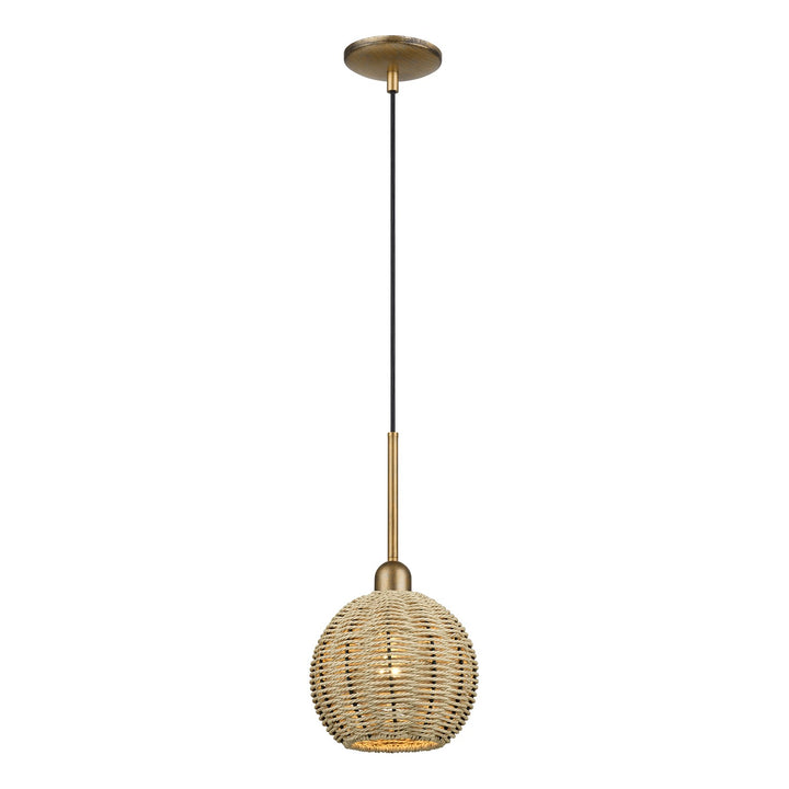 1 Light Antique Gold Leaf Mini Globe Pendant