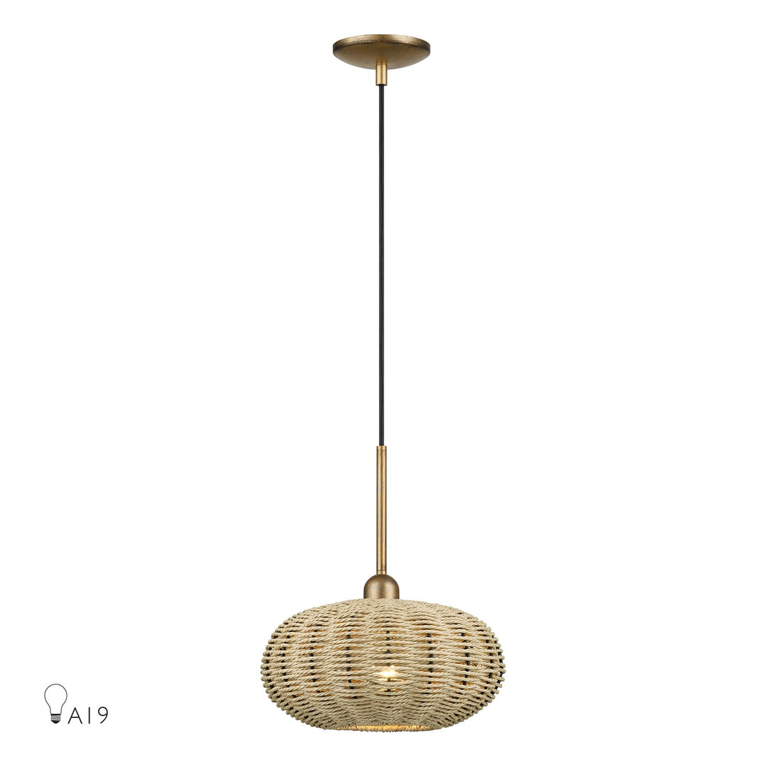 1 Light Antique Gold Leaf Pendant by Livex Lighting