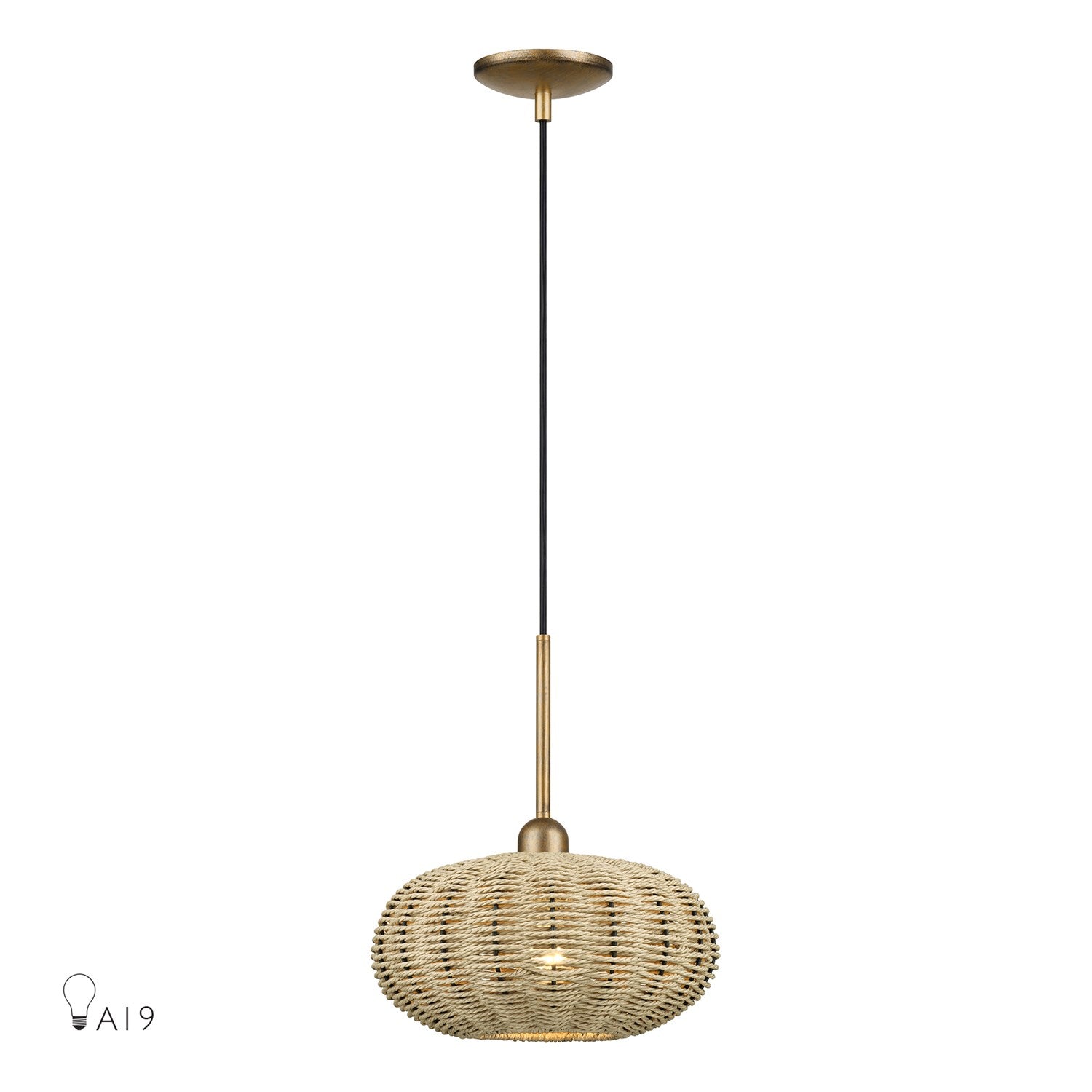 1 Light Antique Gold Leaf Pendant by Livex Lighting