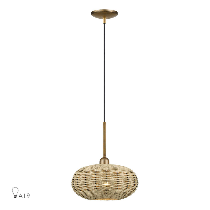 1 Light Antique Gold Leaf Pendant by Livex Lighting