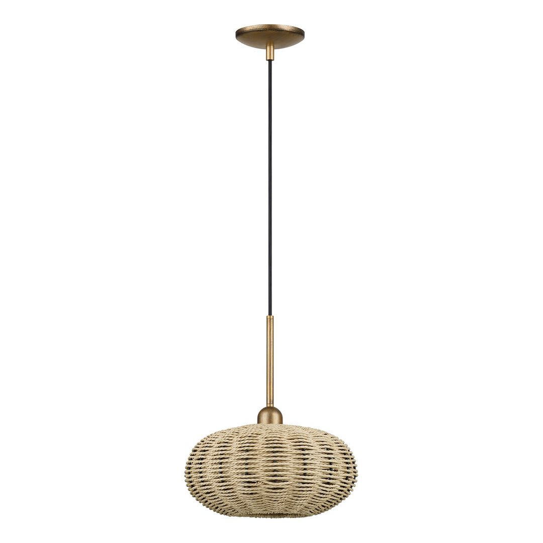 1 Light Antique Gold Leaf Pendant