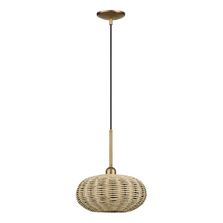 1 Light Antique Gold Leaf Pendant