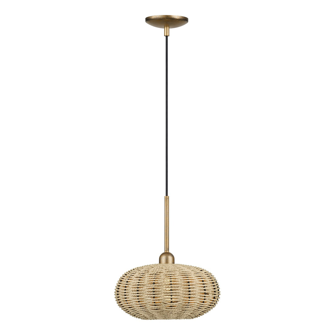 1 Light Antique Gold Leaf Pendant
