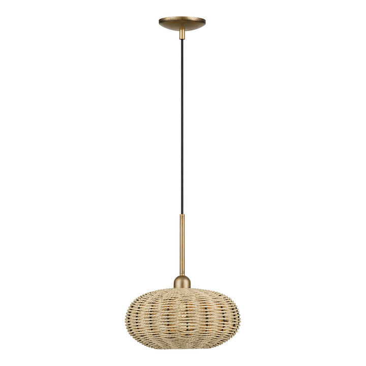 1 Light Antique Gold Leaf Pendant