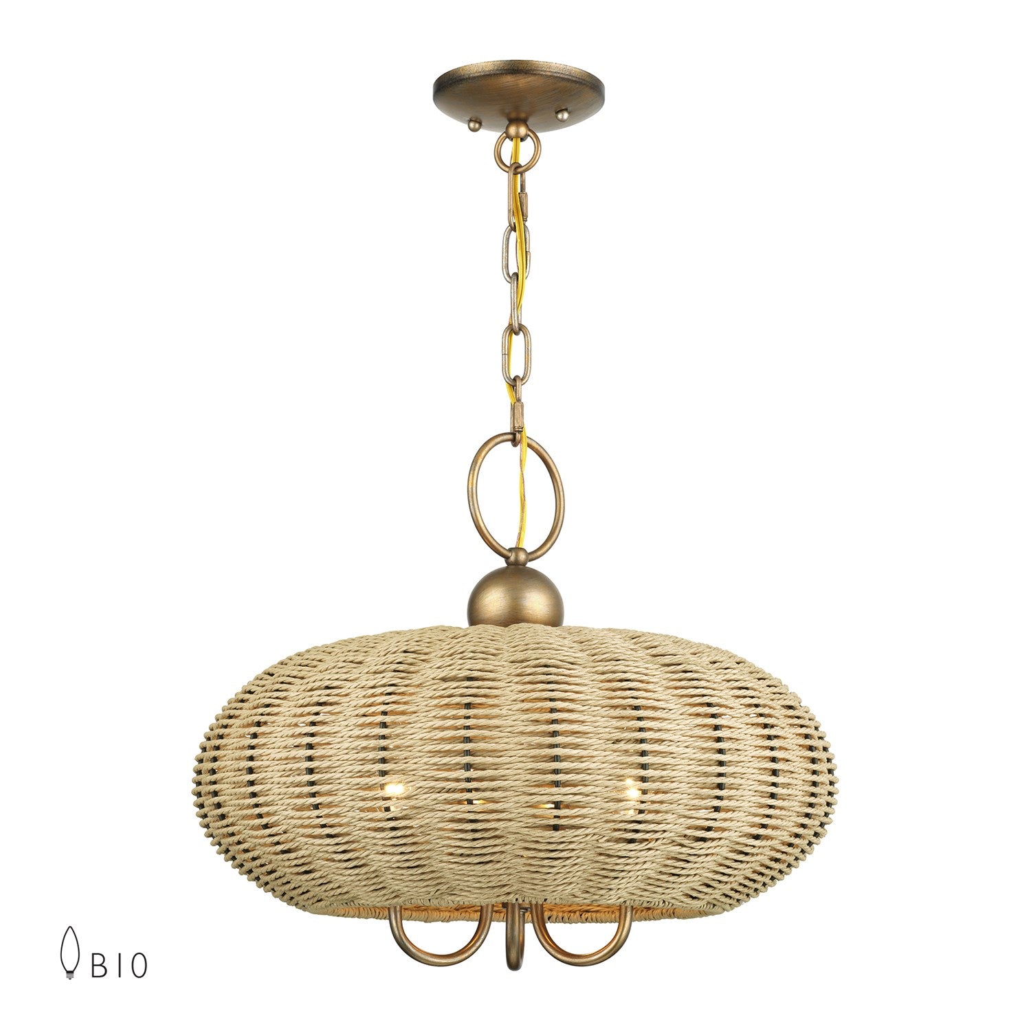 3 Light Antique Gold Leaf Pendant Chandelier by Livex Lighting