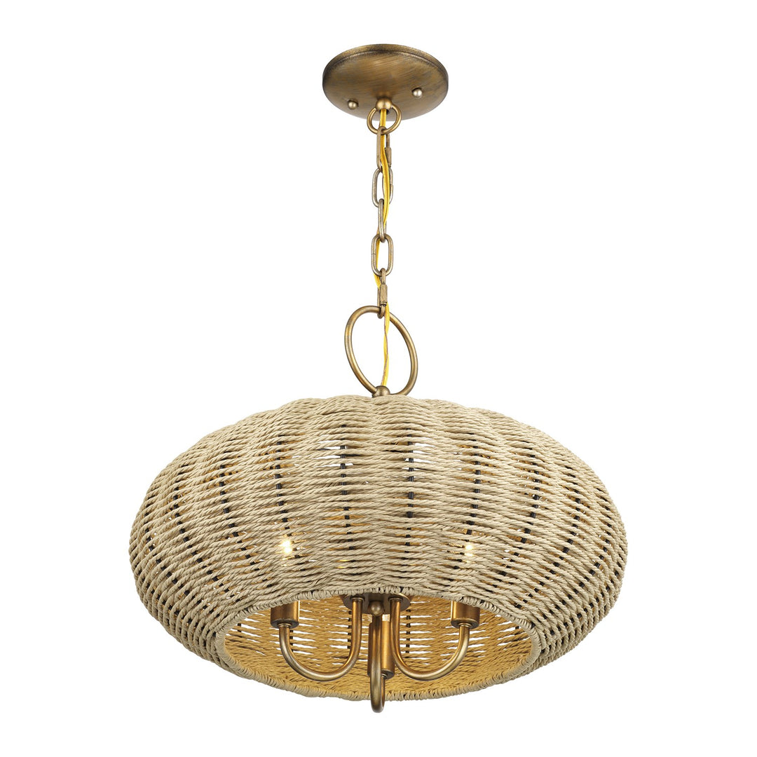 3 Light Antique Gold Leaf Pendant Chandelier