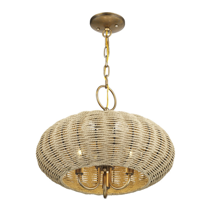 3 Light Antique Gold Leaf Pendant Chandelier
