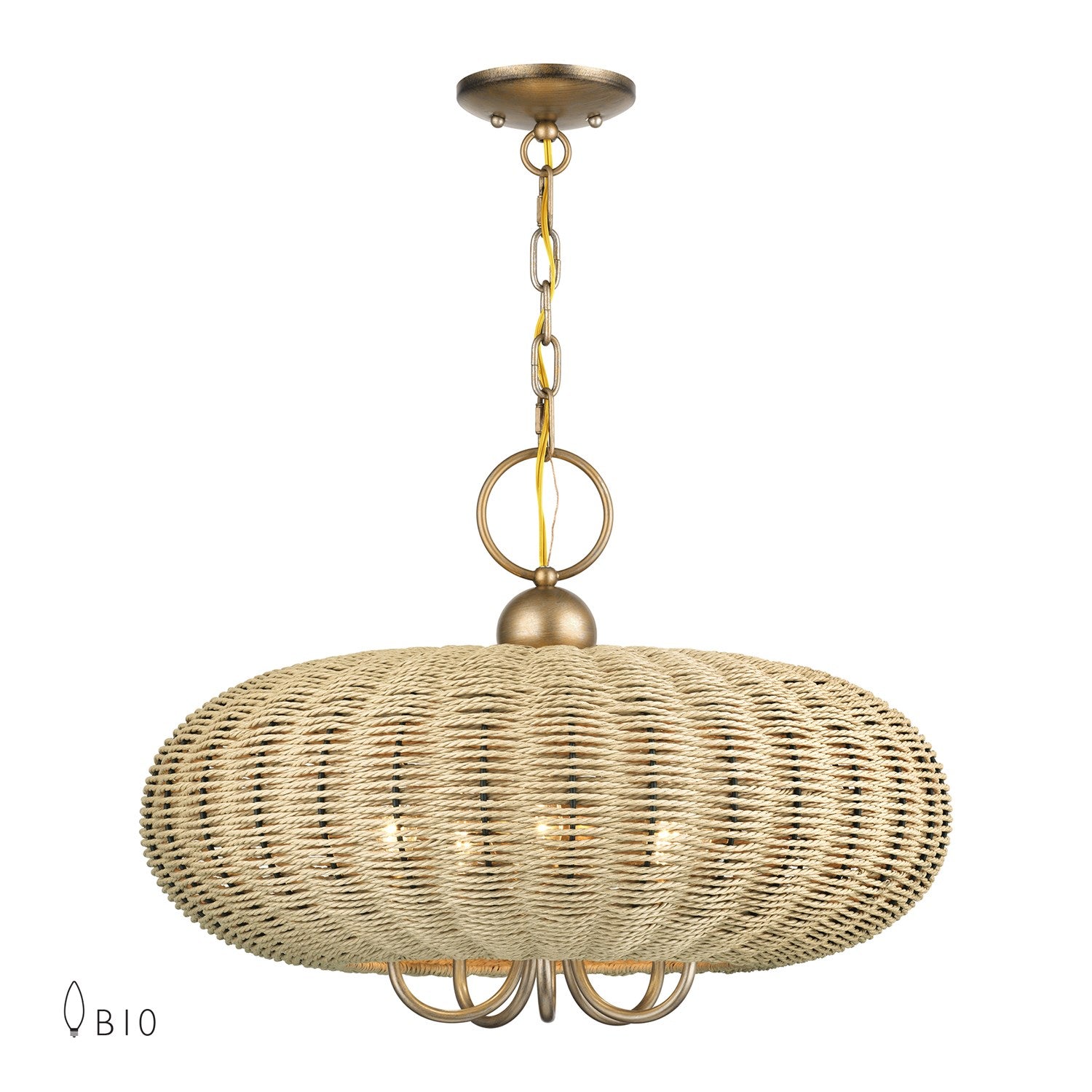 5 Light Antique Gold Leaf Pendant Chandelier by Livex Lighting