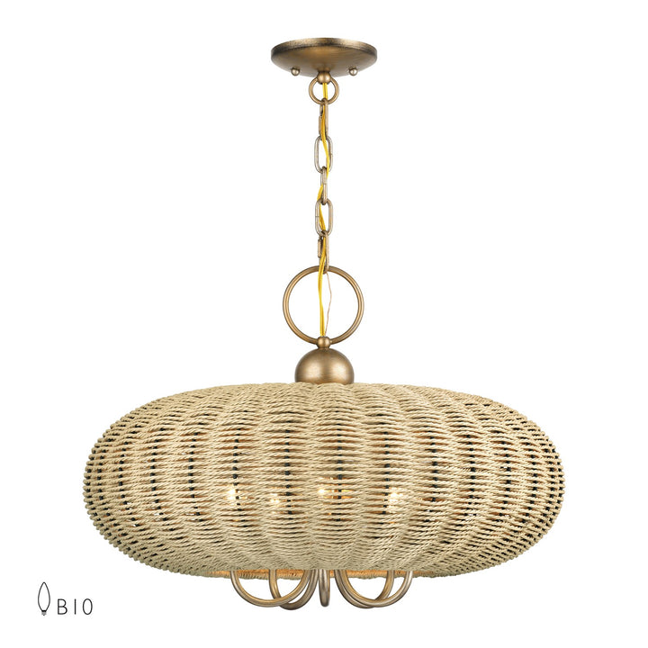 5 Light Antique Gold Leaf Pendant Chandelier by Livex Lighting