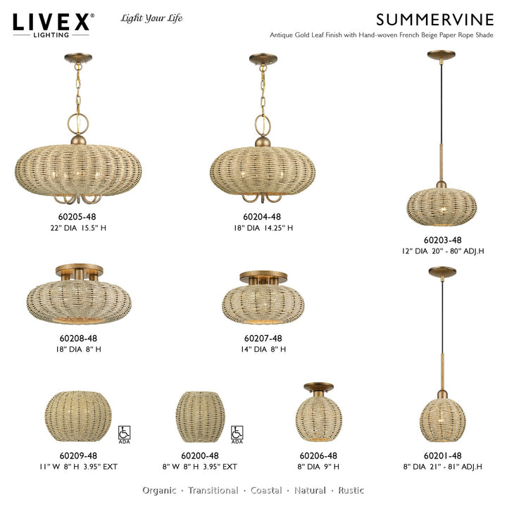 5 Light Antique Gold Leaf Pendant Chandelier