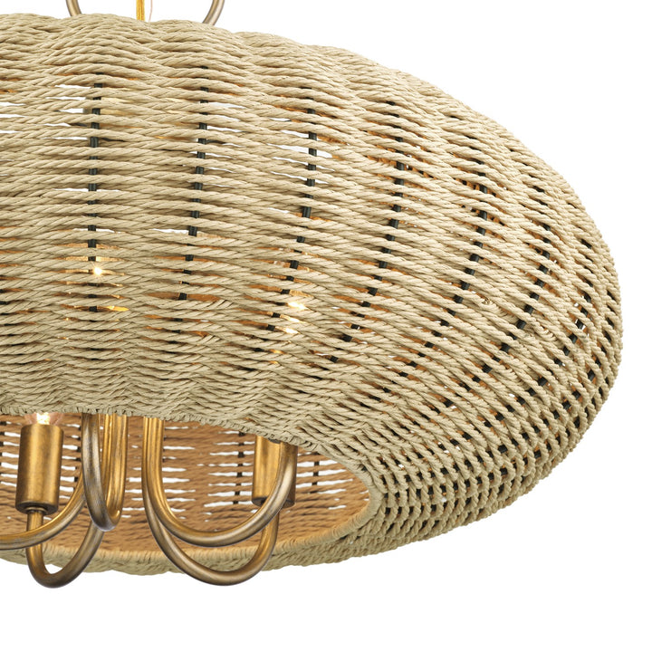 5 Light Antique Gold Leaf Pendant Chandelier