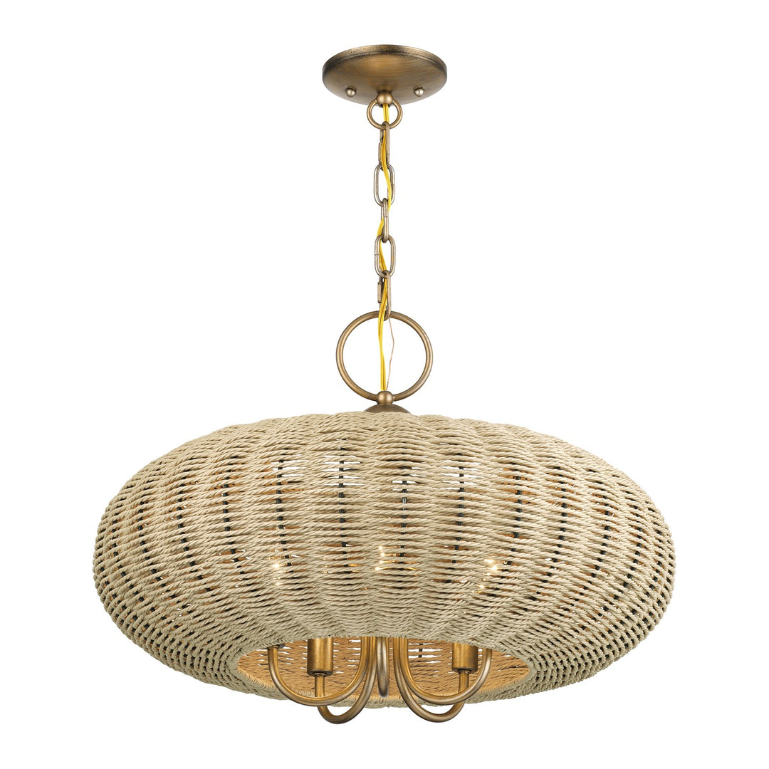 5 Light Antique Gold Leaf Pendant Chandelier