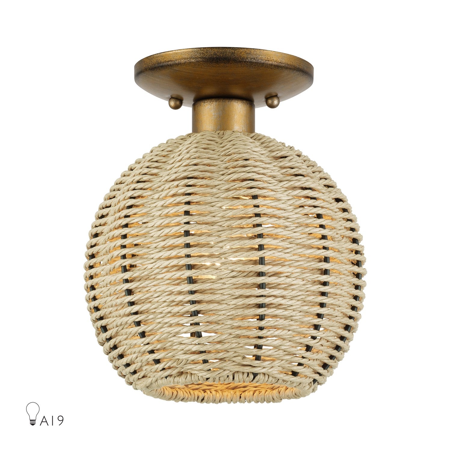 1 Light Antique Gold Leaf Small Semi-Flush by Livex Lighting