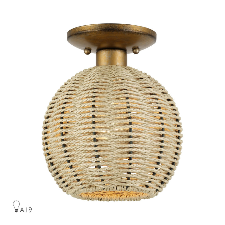 1 Light Antique Gold Leaf Small Semi-Flush by Livex Lighting
