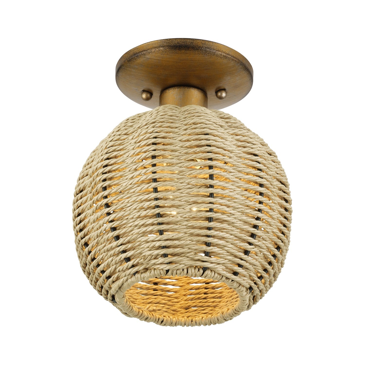 1 Light Antique Gold Leaf Small Semi-Flush