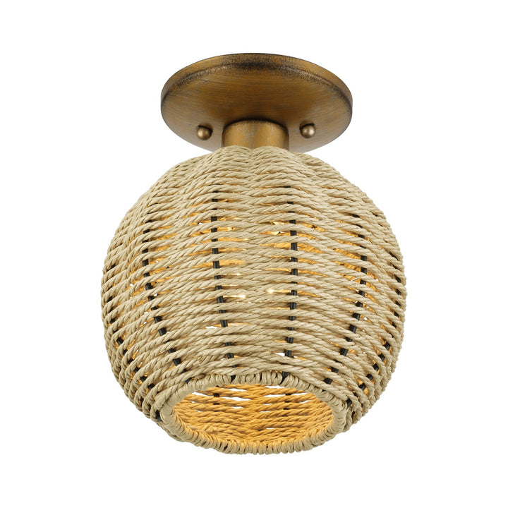 1 Light Antique Gold Leaf Small Semi-Flush