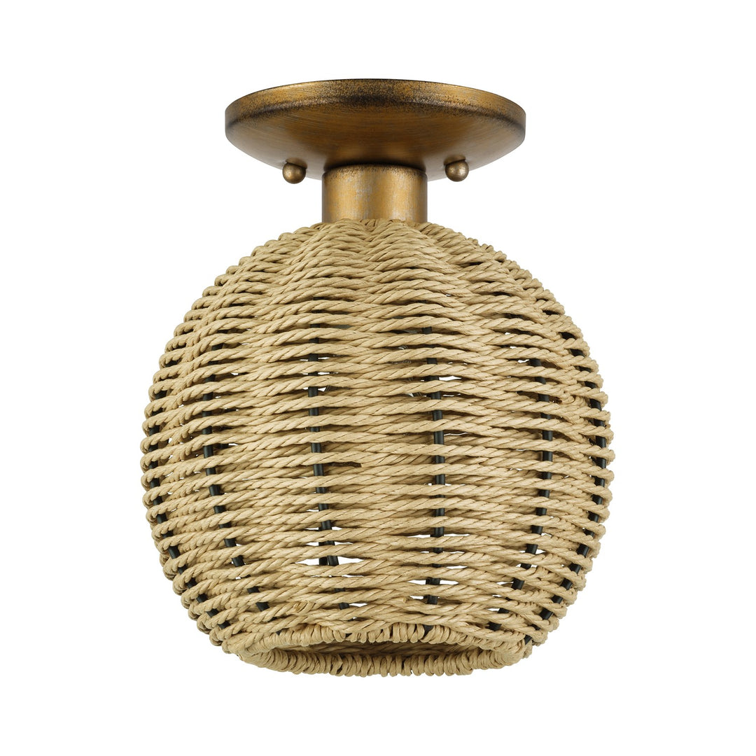 1 Light Antique Gold Leaf Small Semi-Flush