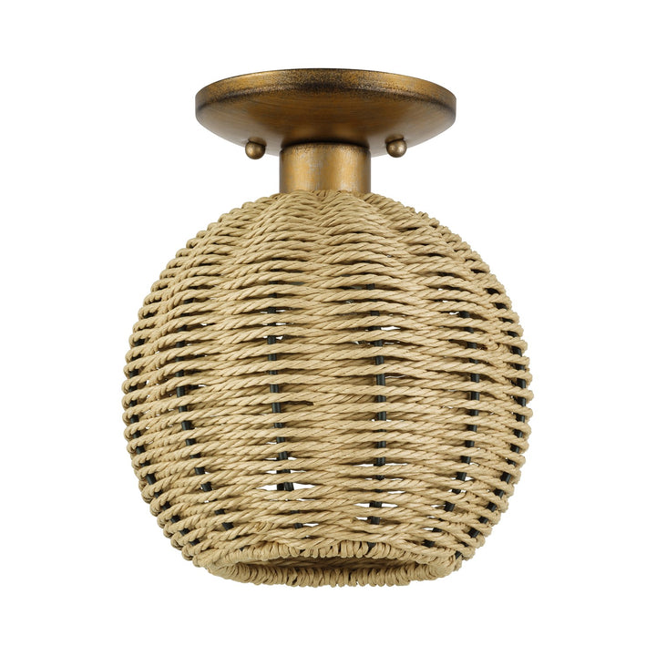 1 Light Antique Gold Leaf Small Semi-Flush