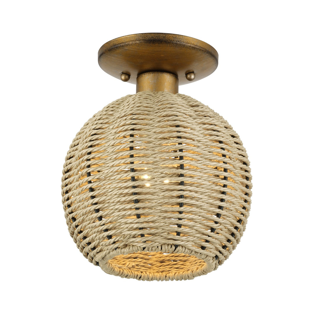 1 Light Antique Gold Leaf Small Semi-Flush