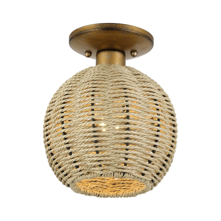 1 Light Antique Gold Leaf Small Semi-Flush