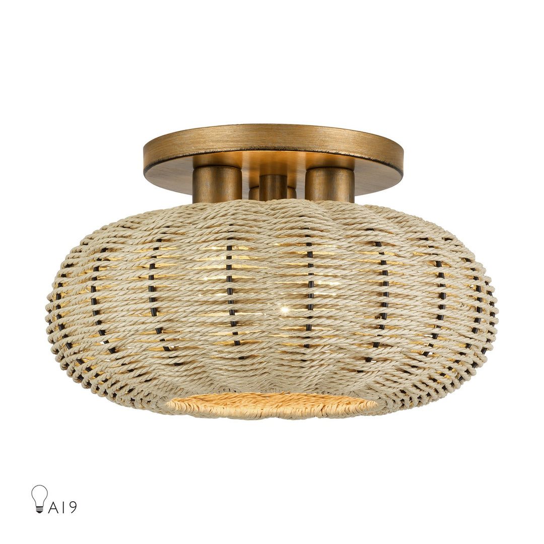 3 Light Antique Gold Leaf Large Semi-Flush by Livex Lighting