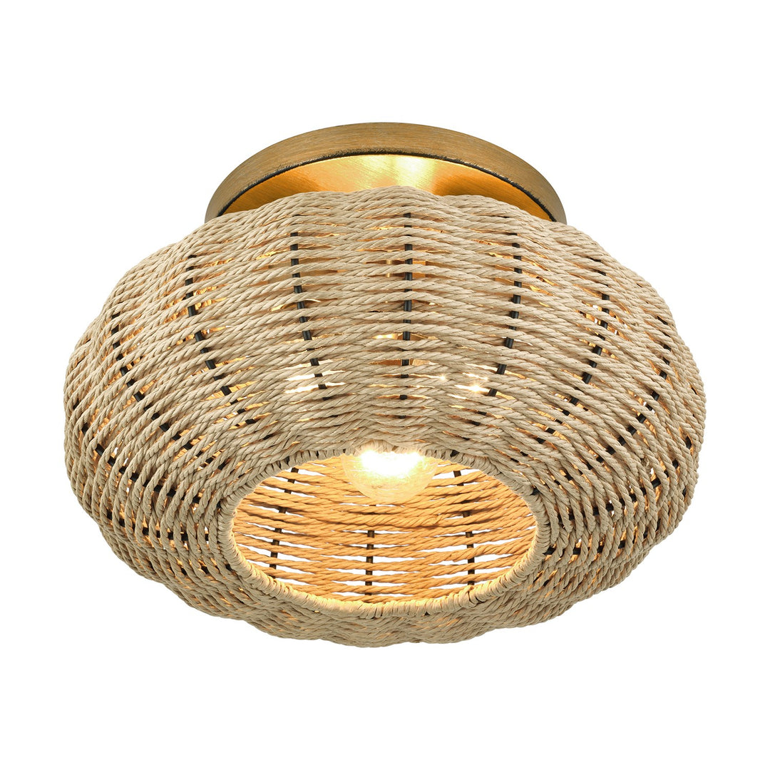 3 Light Antique Gold Leaf Large Semi-Flush