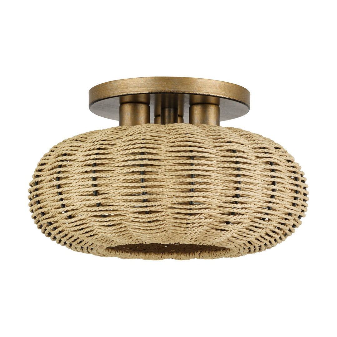 3 Light Antique Gold Leaf Large Semi-Flush