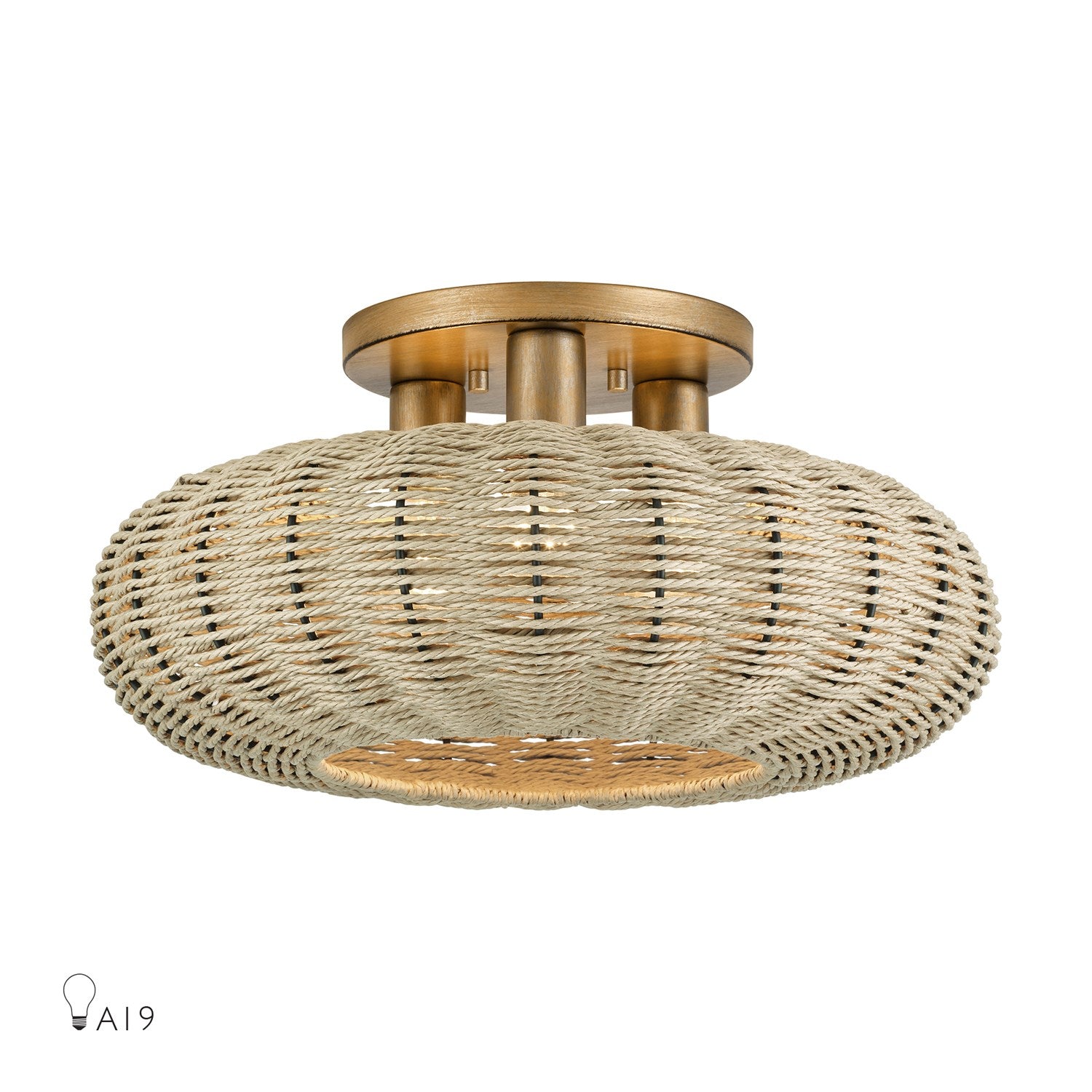 3 Light Antique Gold Leaf Large Semi-Flush by Livex Lighting