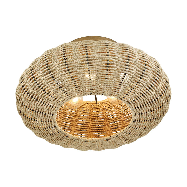 3 Light Antique Gold Leaf Large Semi-Flush
