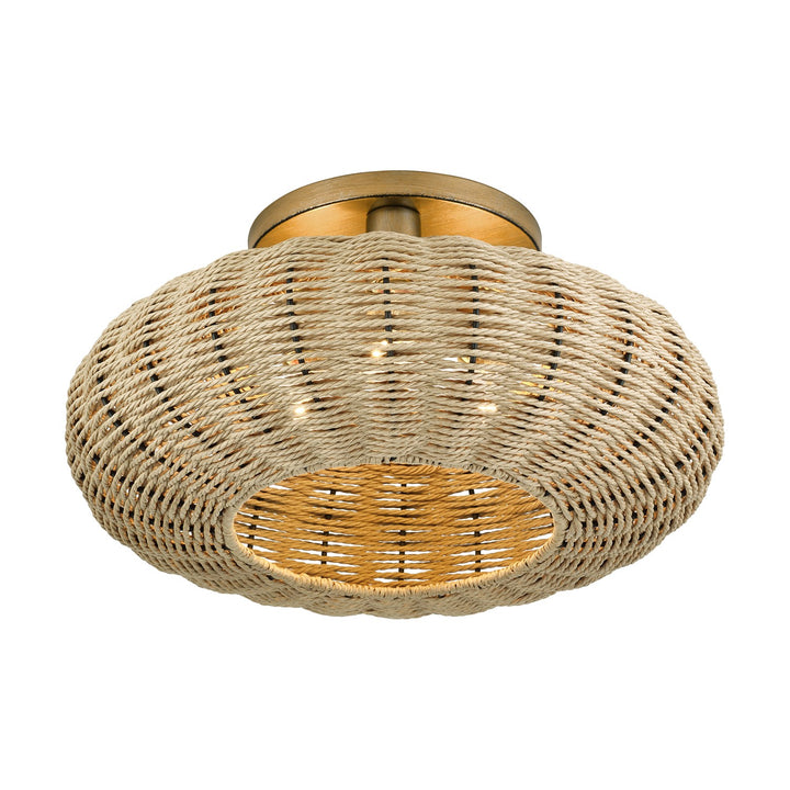 3 Light Antique Gold Leaf Large Semi-Flush