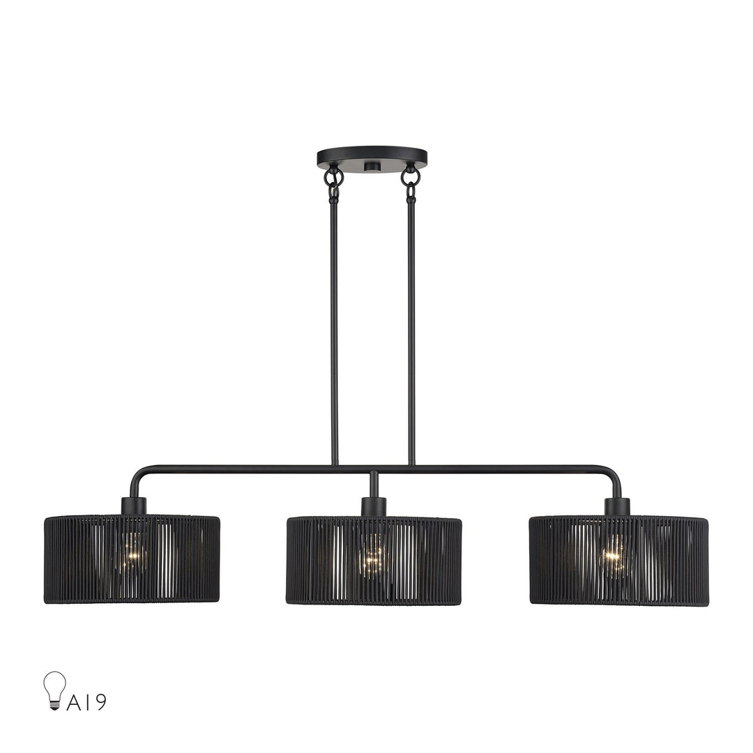 3 Light Black Extra Large Linear Chandelier by Livex Lighting