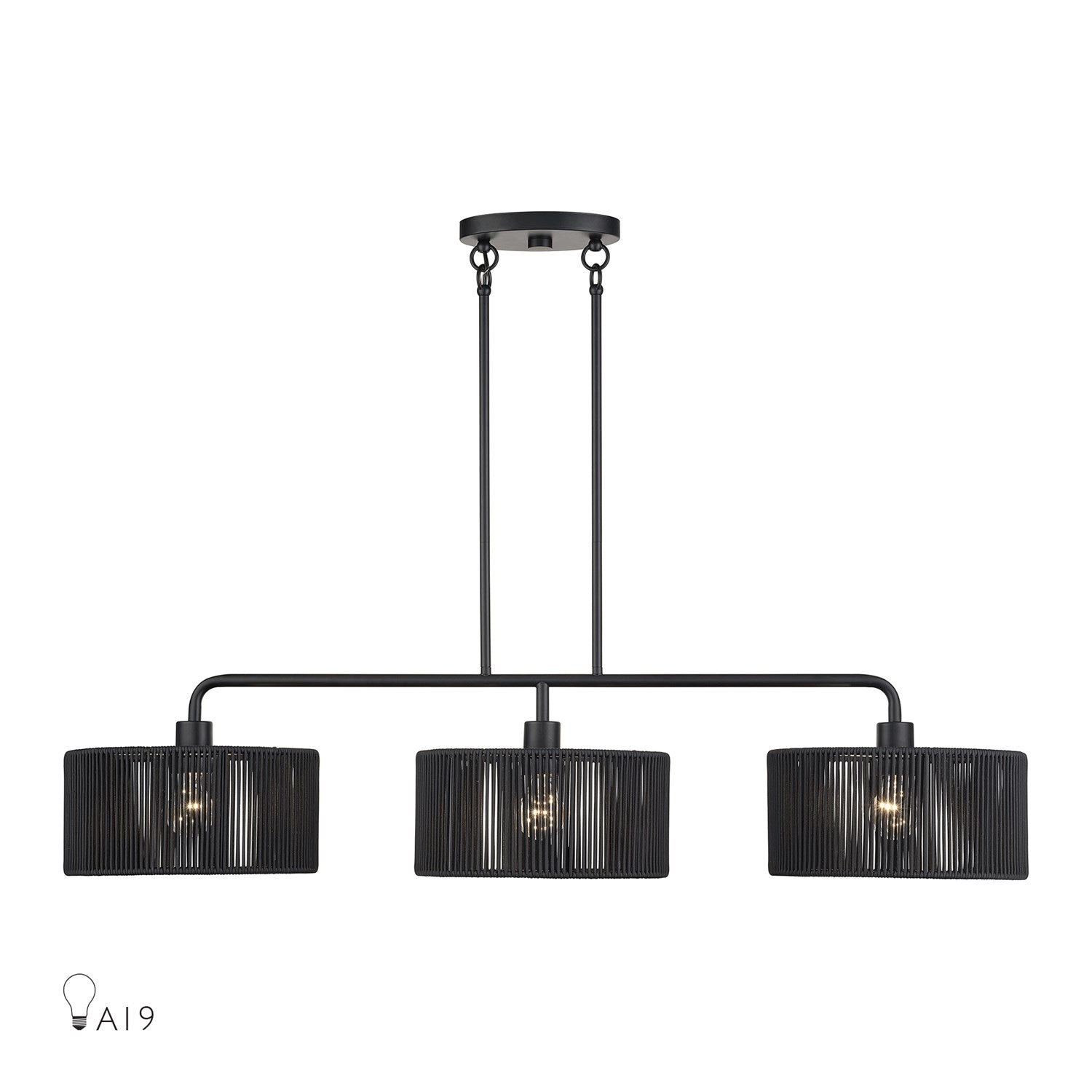 3 Light Black Extra Large Linear Chandelier by Livex Lighting