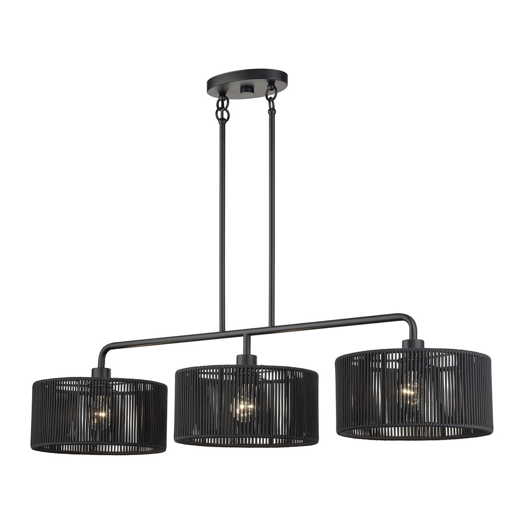 3 Light Black Extra Large Linear Chandelier