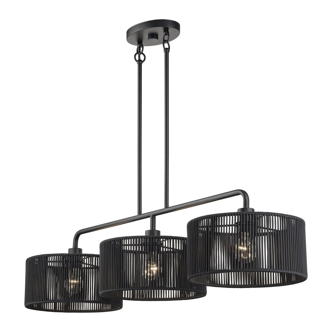3 Light Black Extra Large Linear Chandelier
