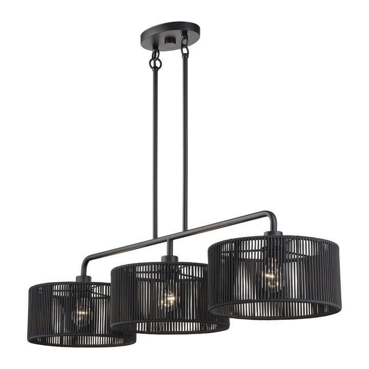 3 Light Black Extra Large Linear Chandelier