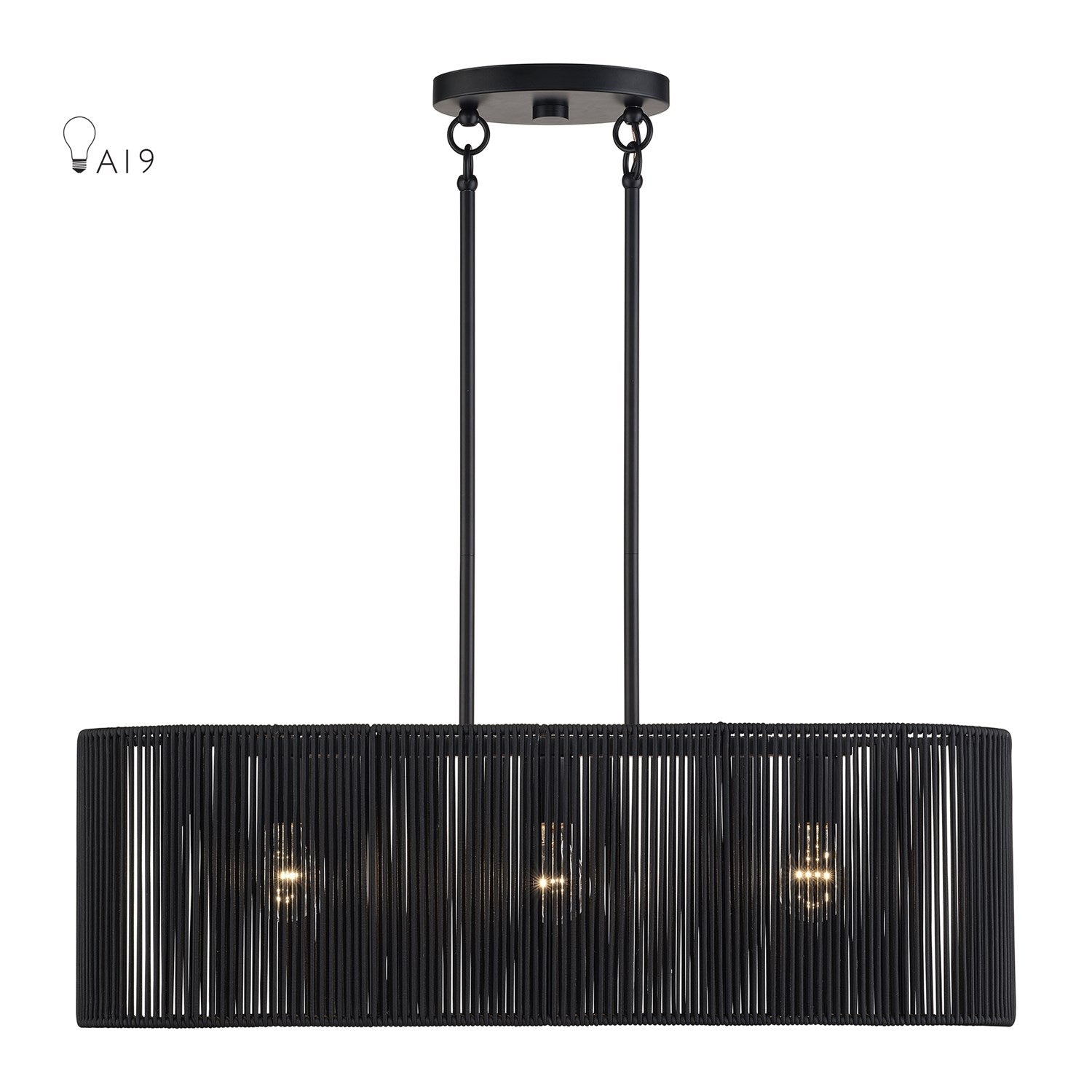 3 Light Black Medium Linear Chandelier by Livex Lighting