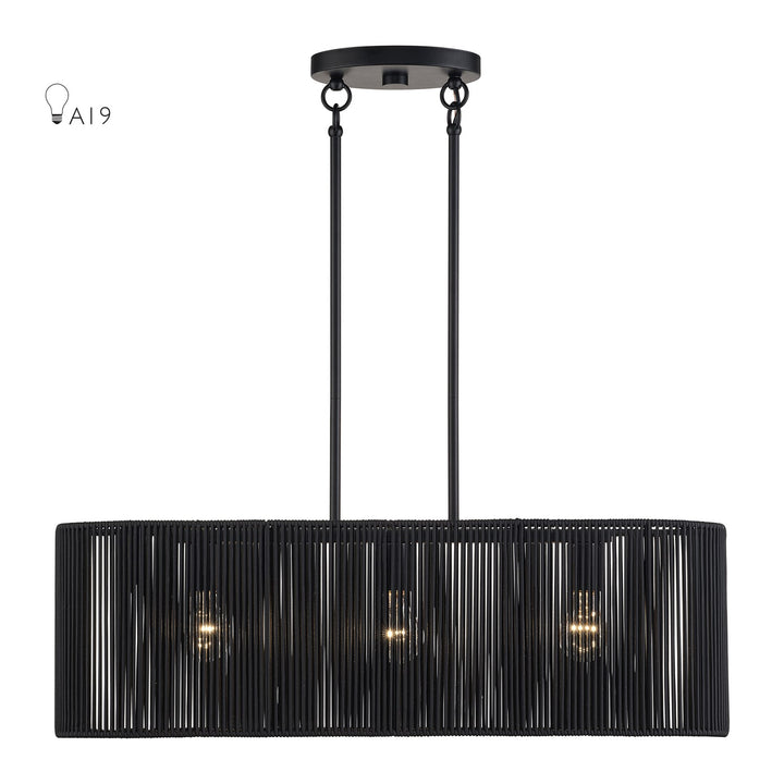 3 Light Black Medium Linear Chandelier by Livex Lighting