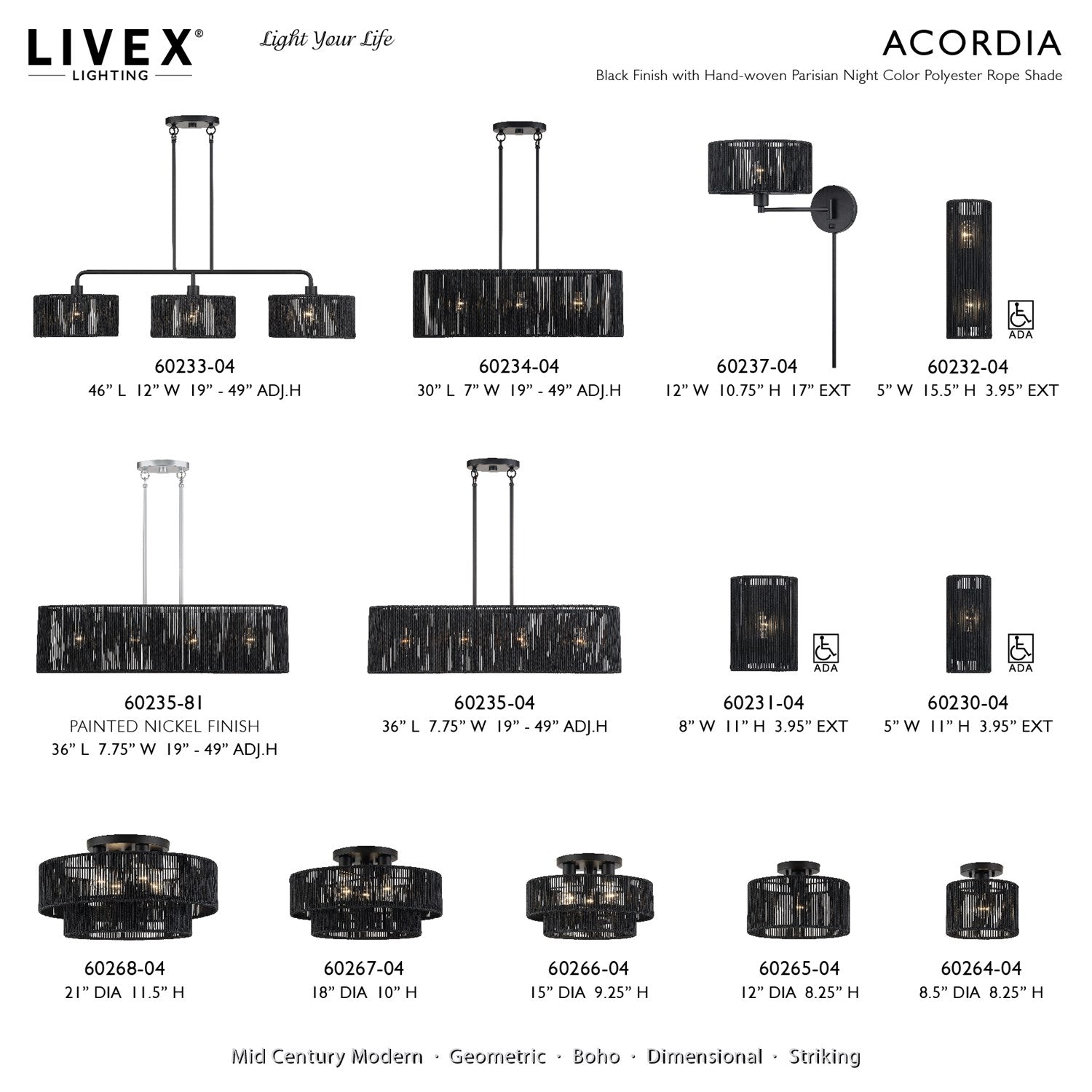 3 Light Black Medium Linear Chandelier