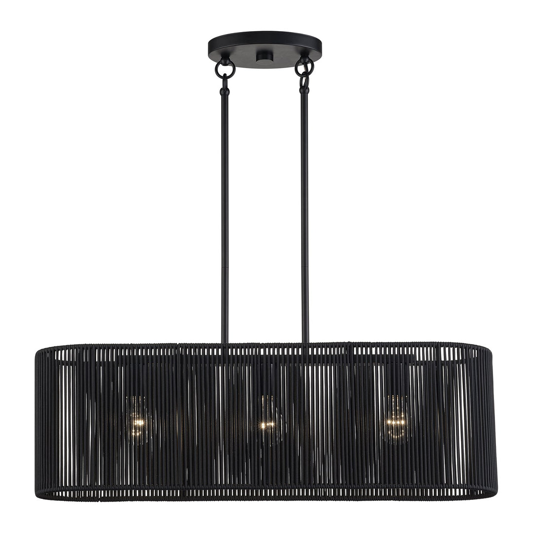 3 Light Black Medium Linear Chandelier