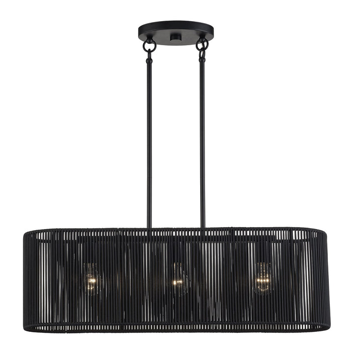 3 Light Black Medium Linear Chandelier