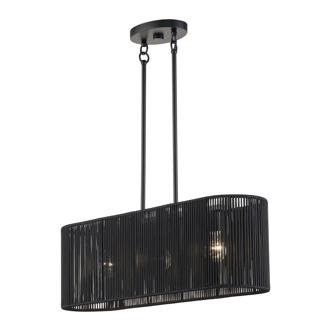 3 Light Black Medium Linear Chandelier