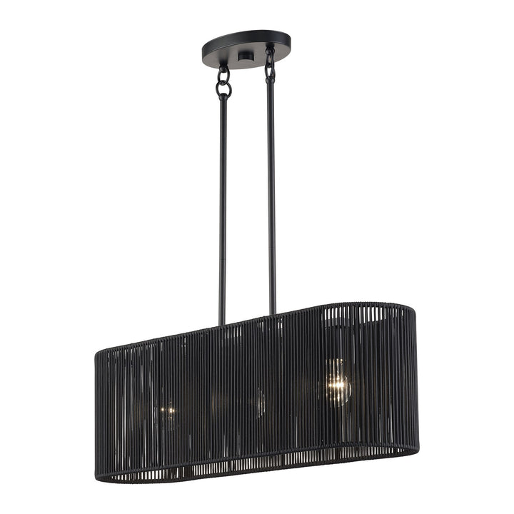 3 Light Black Medium Linear Chandelier