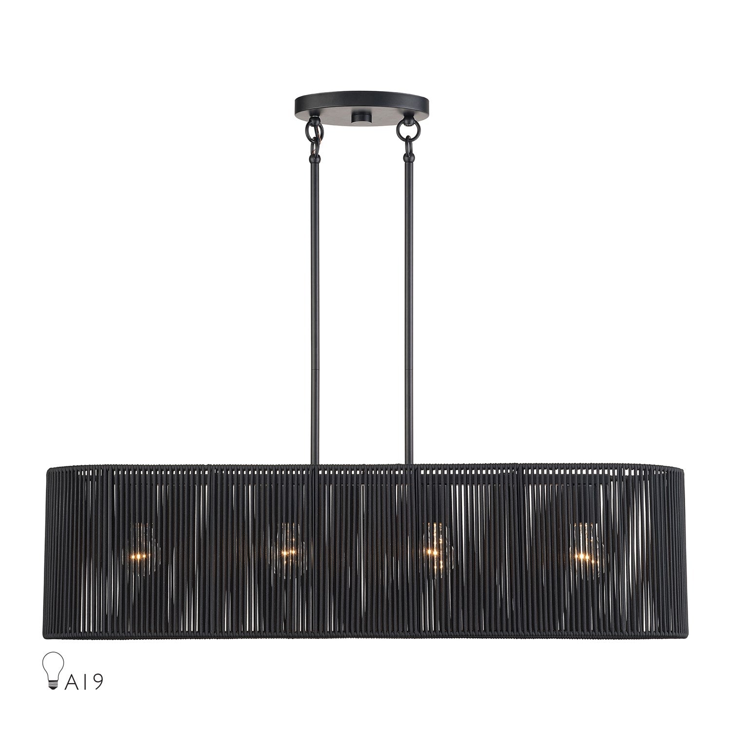 4 Light Black Large Linear Chandelier by Livex Lighting