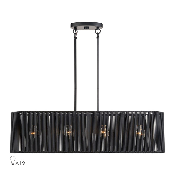 4 Light Black Large Linear Chandelier by Livex Lighting