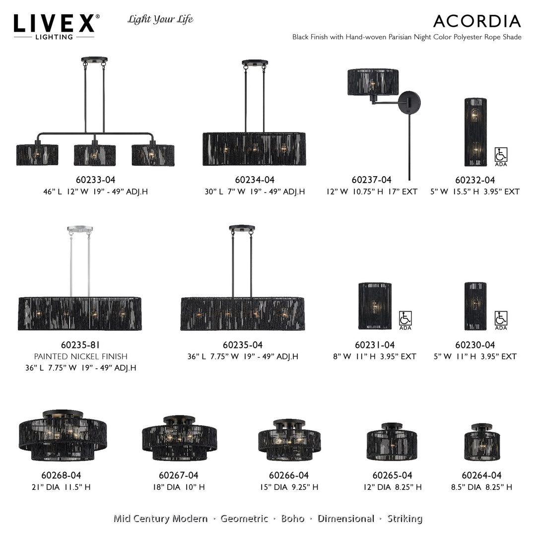 4 Light Black Large Linear Chandelier