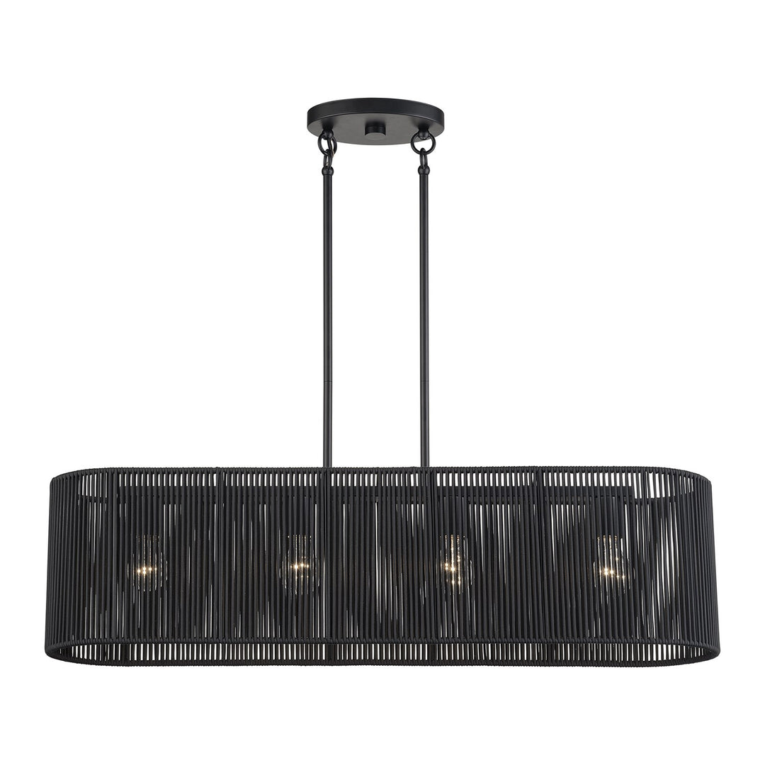4 Light Black Large Linear Chandelier