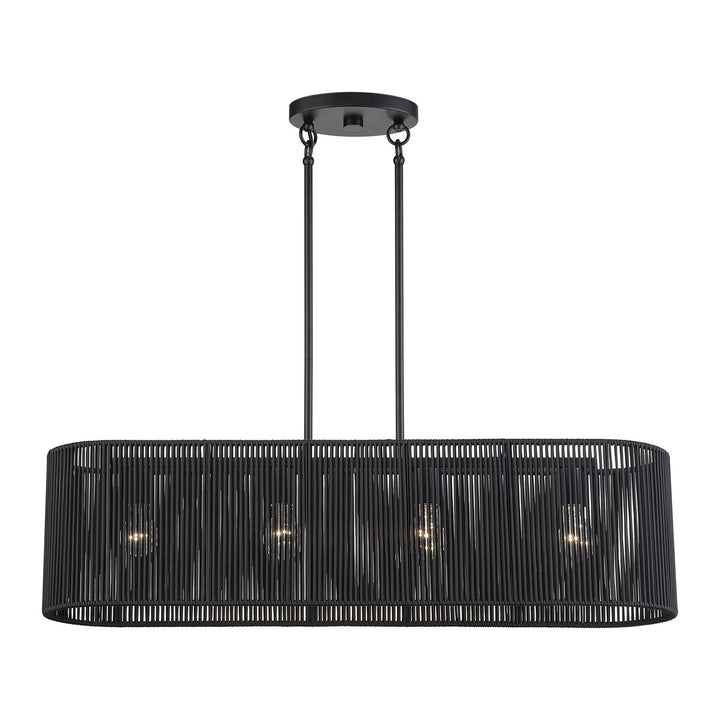 4 Light Black Large Linear Chandelier