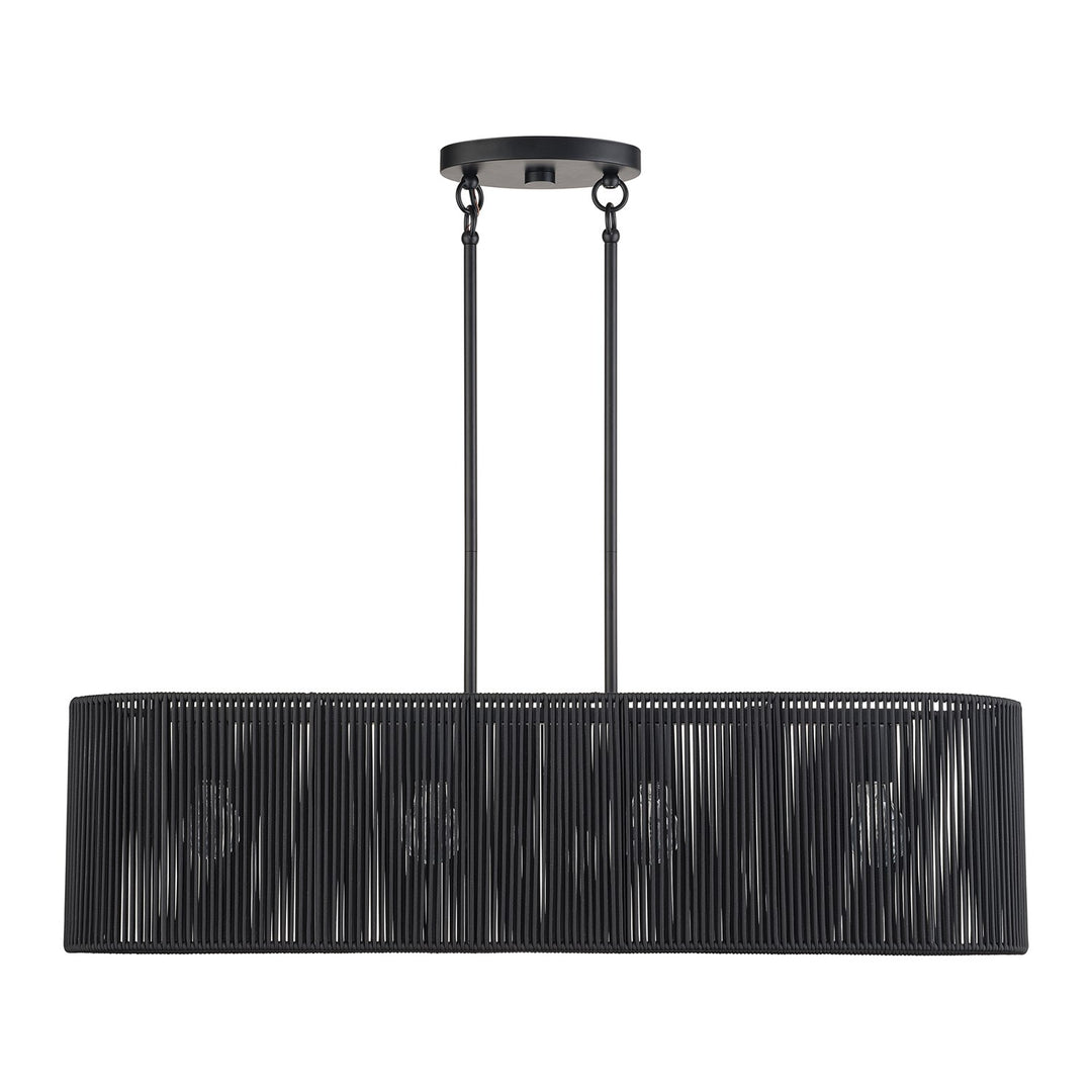 4 Light Black Large Linear Chandelier